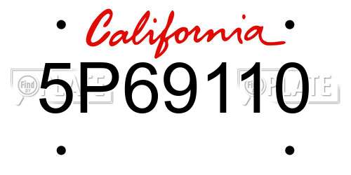 5P69110 California License Plate