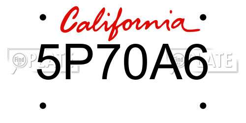 5P70A6 California License Plate
