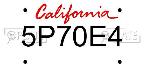 5P70E4 California License Plate