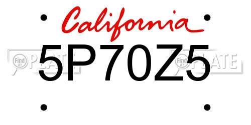 5P70Z5 California License Plate