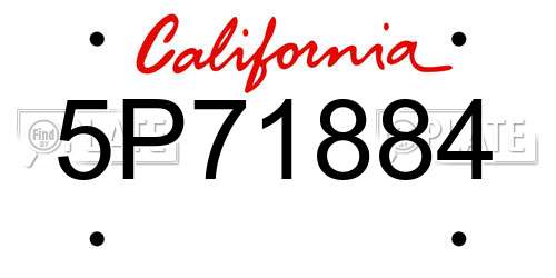 5P71884 California License Plate