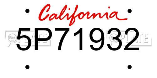 5P71932 California License Plate