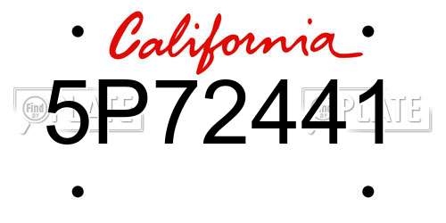 5P72441 California License Plate