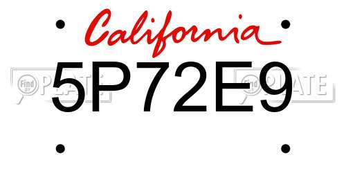 5P72E9 California License Plate