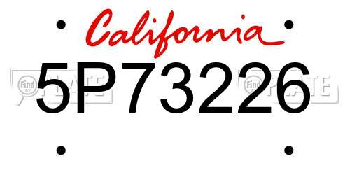 5P73226 California License Plate