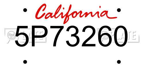5P73260 California License Plate