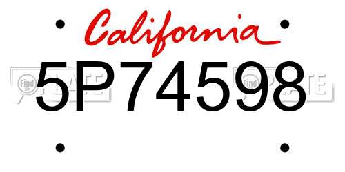 5P74598 California License Plate