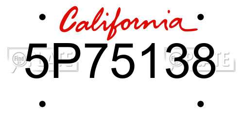 5P75138 California License Plate
