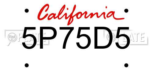 5P75D5 California License Plate