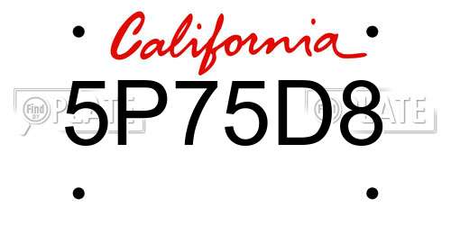 5P75D8 California License Plate