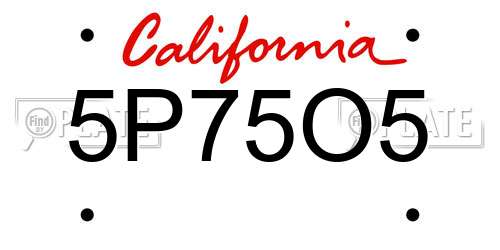 5P75O5 California License Plate