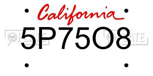 5P75O8 California License Plate