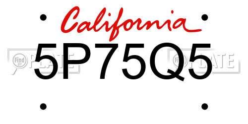5P75Q5 California License Plate