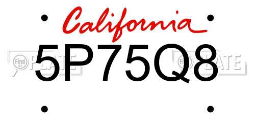 5P75Q8 California License Plate