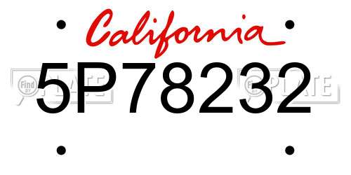 5P78232 California License Plate