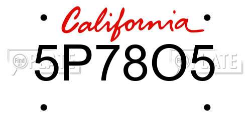 5P78O5 California License Plate
