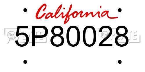5P80028 California License Plate
