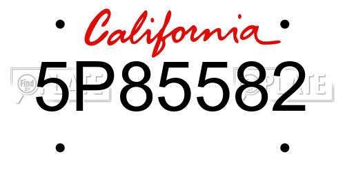 5P85582 California License Plate