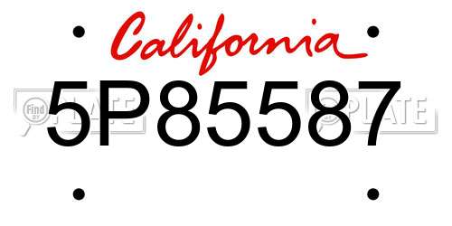 5P85587 California License Plate