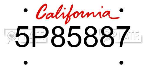 5P85887 California License Plate