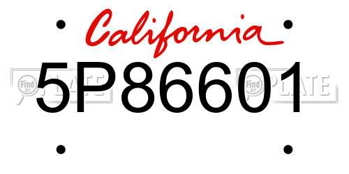 5P86601 California License Plate