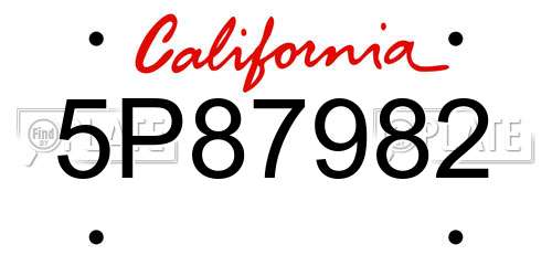 5P87982 California License Plate