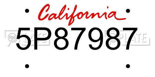 5P87987 California License Plate