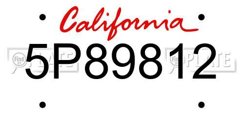 5P89812 California License Plate