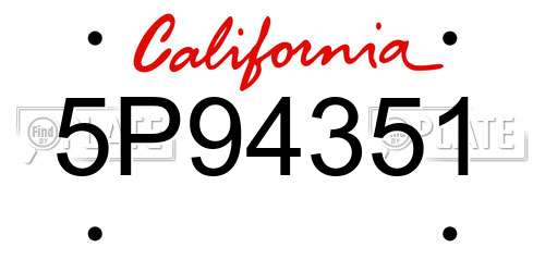 5P94351 California License Plate