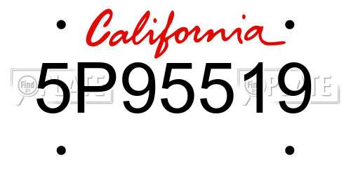 5P95519 California License Plate