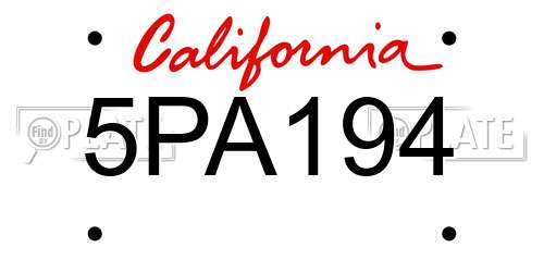 5PA194 California License Plate
