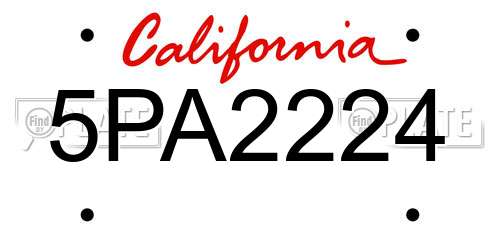 5PA2224 California License Plate