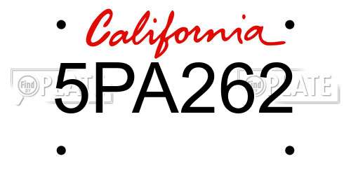 5PA262 California License Plate