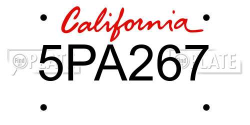 5PA267 California License Plate