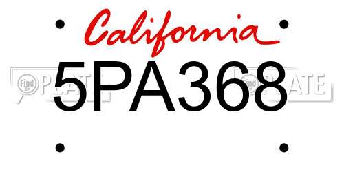 5PA368 California License Plate