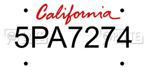 5PA7274 California License Plate