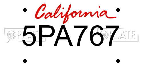 5PA767 California License Plate