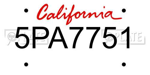 5PA7751 California License Plate