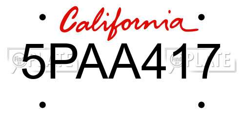 5PAA417 California License Plate