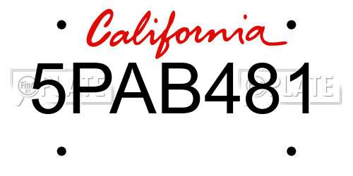 5PAB481 California License Plate