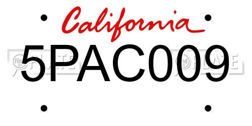 5PAC009 California License Plate