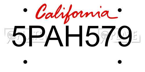 5PAH579 California License Plate