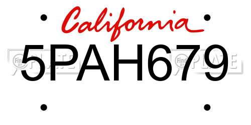 5PAH679 California License Plate
