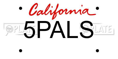 5PALS California License Plate