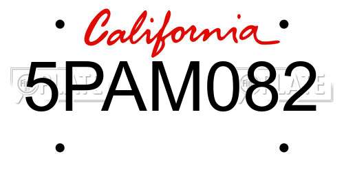 5PAM082 California License Plate