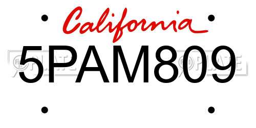 5PAM809 California License Plate