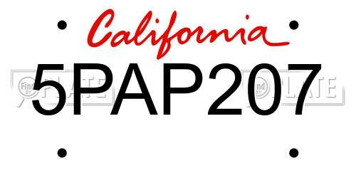 5PAP207 California License Plate