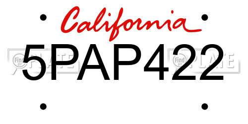 5PAP422 California License Plate
