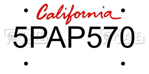 5PAP570 California License Plate