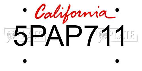 5PAP711 California License Plate